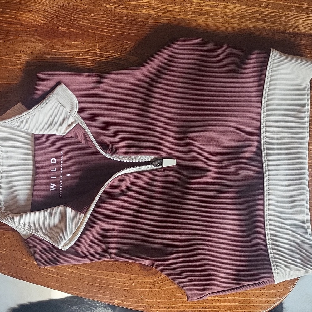 Women's Eggplant Zip-Up Crop Top